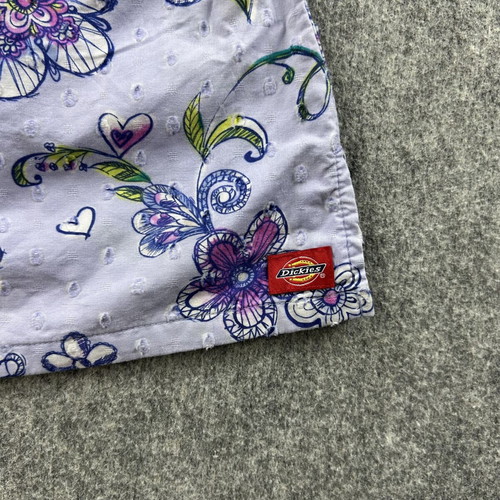 Dickies floral nurse blouse women's small used, multicolor