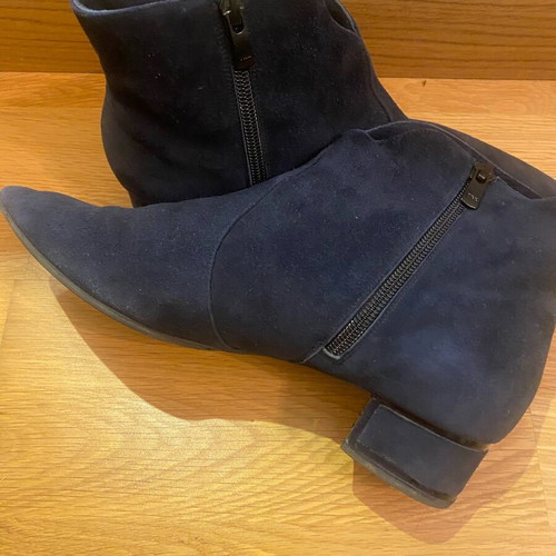 Mourtzi dark blue ankle boots used, low heel, zipper, size 39