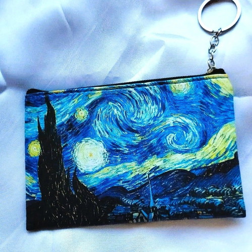On-the-Go Essentials Coin Purse with Keyring new, Van Gogh Starry Night