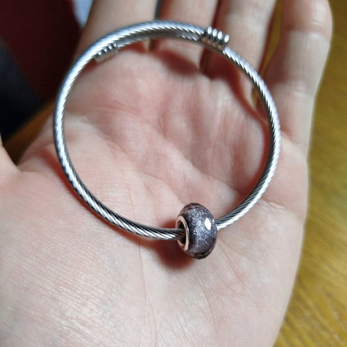 Steel bracelet new dark gray with internal glitter