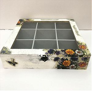 Ξύλινο χειροποιητο κουτί για φακελάκια τσαγιού η διαφορα μικροαντικείμενα