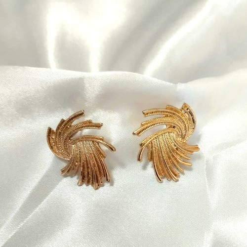 Twisted swirl earrings gold color new