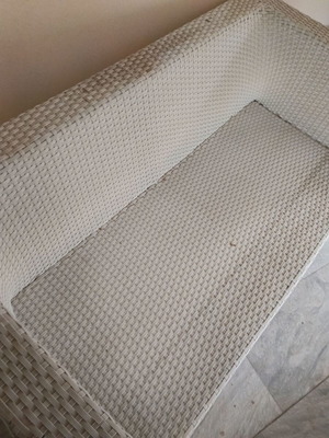 Ratan sofa and armchairs used, two-seater sofa with 2 armchairs