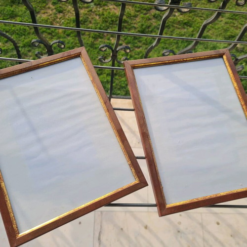 Wooden photo frames with gold details like new, set of 2, 20x27 cm
