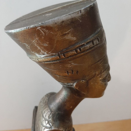 Bronze bust of Nefertiti used with Egyptian Revival base