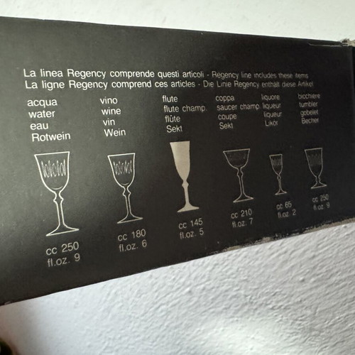 Regency Flute vintage champagne stemmed glasses, set of 6