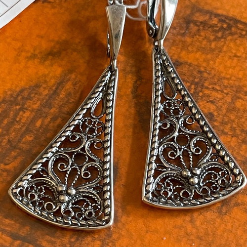 Handmade Russian filigree silver 925 earrings new