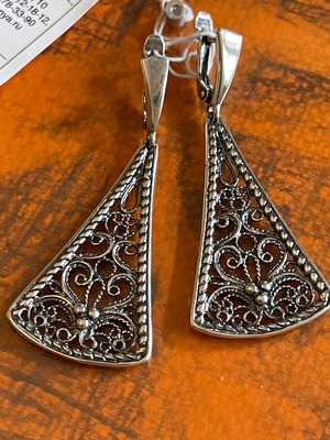 Σκουλαρίκια χειροποίητα ρωσικά φιλιγκρί ασημένια 925 καινούργια