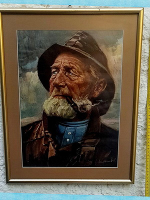 Vintage κάδρο Ο Παλιός Θαλασσόλυκος Harry Haerendel σε χρυσή κορνίζα