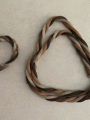 Jewelry set used, bracelet and necklace beige and brown