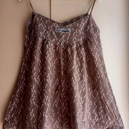 AMP blouse size M khaki with white patterns and thin straps boho style