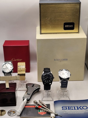 Vintage watches set with boxes and parts