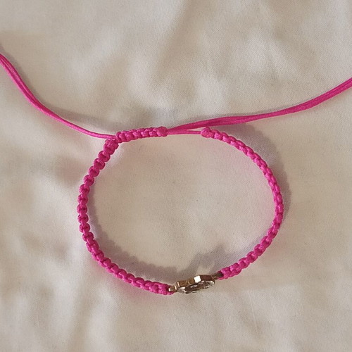 Women's bracelet fuchsia with horseshoe and evil eye, new