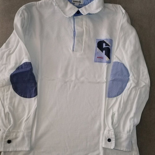 Marasil long-sleeve polo shirt white like new, size 140 cm