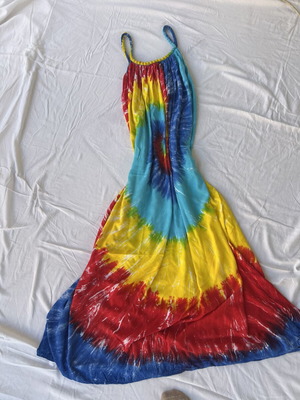 Cotton tie-dye maxi dress, colourful, free size 8–16