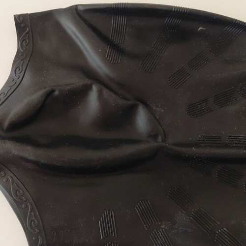 Swimming cap black unisex silicone new