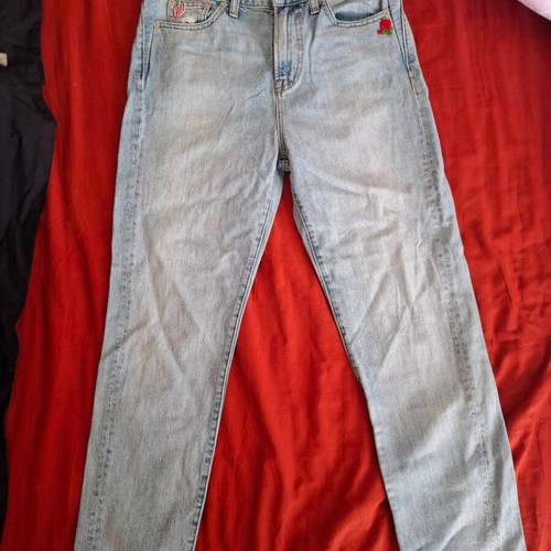 Madewell jeans used with floral detail, light blue wash