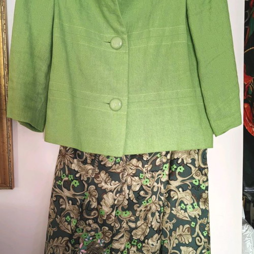 Jacket and skirt used, linen and silk with embroidery