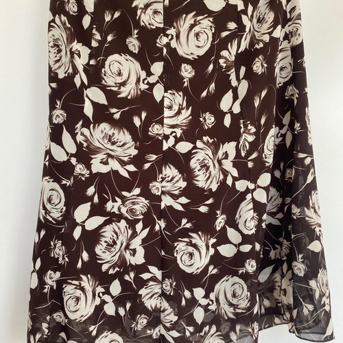 Floral brown midi skirt like new, summer light fabric