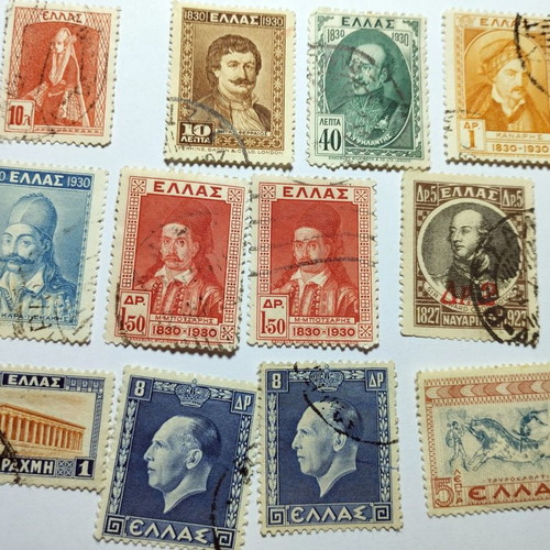 Greek stamps like new, 20 pieces, Flying Hermes and 1821 Heroes