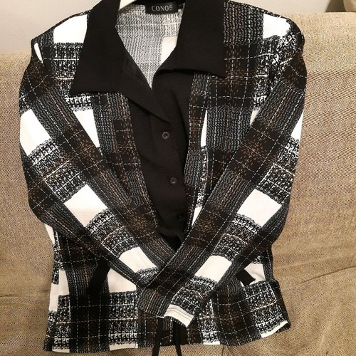 Checked shirt with shoulder pads like new, black and white, size L