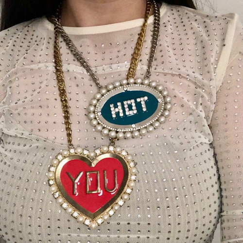 Funky set of 2 necklaces with rhinestones used
