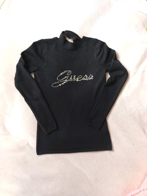 Guess women's black long-sleeve blouse like new with rhinestones
