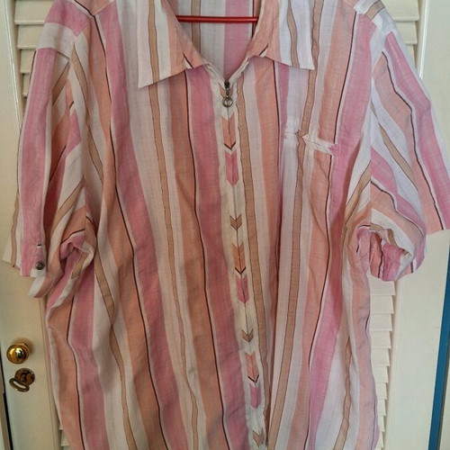 Gina Laura striped shirt with zipper used, white and pink, cotton and polyester, size XL