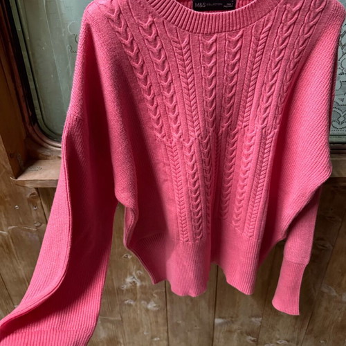 M&S Collection Pink Cable Knit Sweater like new