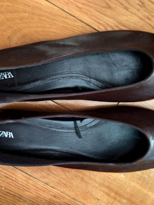 Μπαλαρίνες Zara καφέ δερμάτινες και σουέντ καινούργιες, νούμερο 40