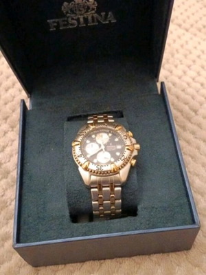 Festina men's watch used 30mm gold and silver