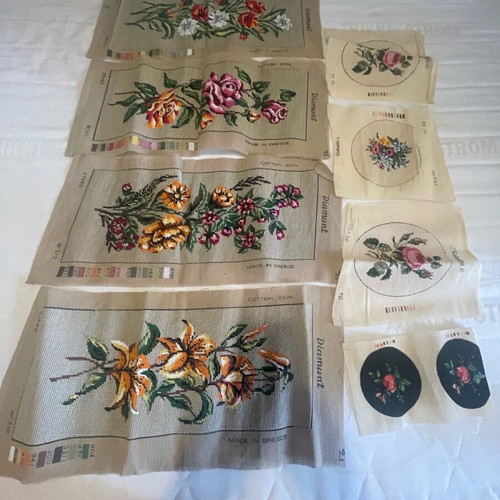Handmade embroidery set with 4 large and 4 small pieces