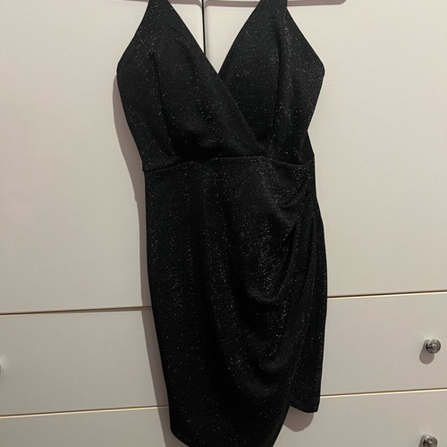 Women's evening dress like new, black with silver thread