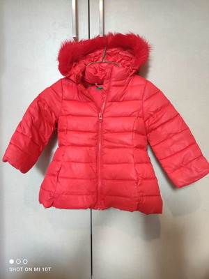 Benetton jacket used for girl, red, size 4-5Y