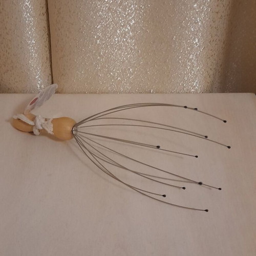 Head massage device with wooden handle new, unused