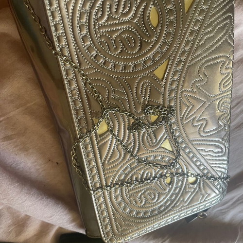 Silver crossbody bag with chain