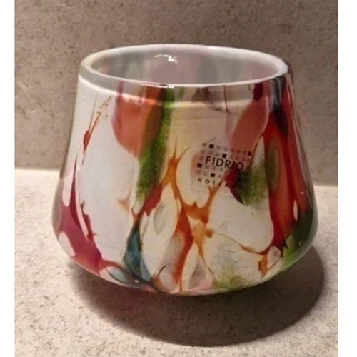 Fidrio Holland hand-blown glass vase tealight holder, colourful, 10 cm