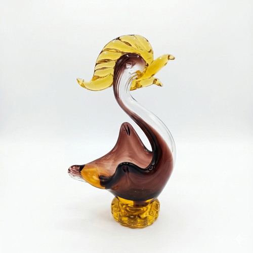Vintage Mid-Century Murano Sommerso γυάλινο γλυπτό κύκνος, σαν καινούργιο