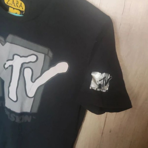 Zara MTV T-shirt, medium, black and grey