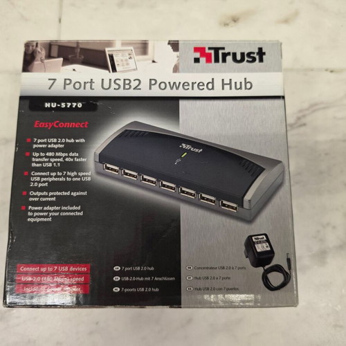 Trust 7 Port USB 2.0 Powered Hub with power adapter