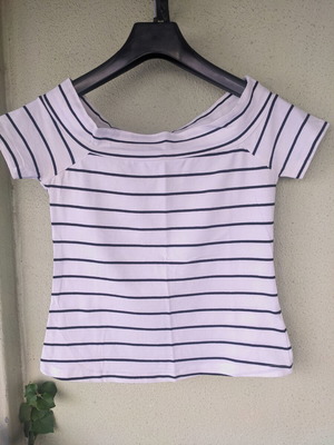 Sfera striped t-shirt used with smile, size S, black and white