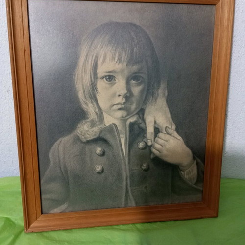 Pencil drawing painting used, dimensions 48x42 cm