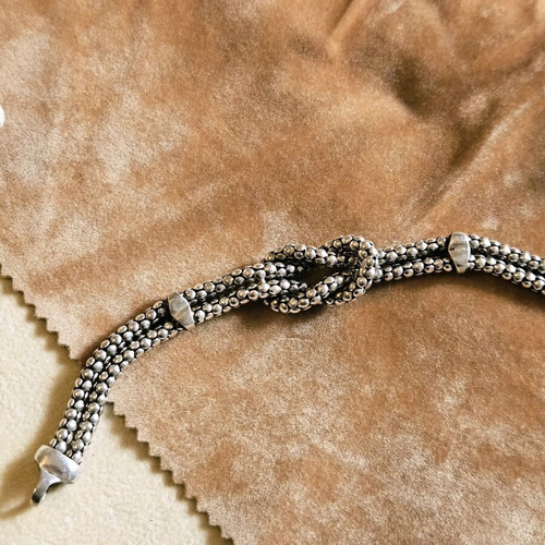 Silver bracelet 925 knot used, vintage, 19 cm