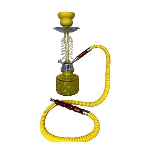 Yellow hookah single 29cm new, glass and metal