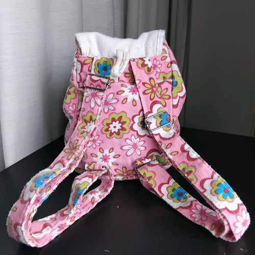 Children's backpack like new, fabric pink multicolor