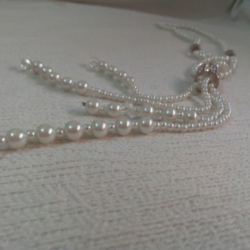 Pearl necklace used, white bayadere, faux bijoux