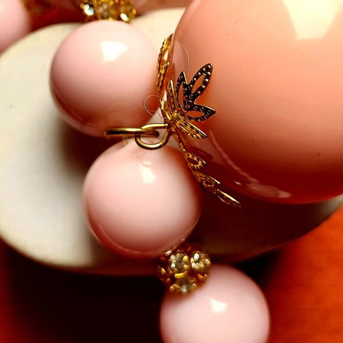 Chunky Statement Necklace like new, pink beads with gold accents