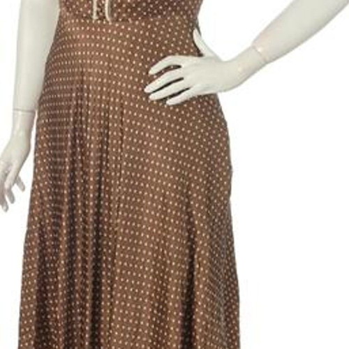 Brown sleeveless summer dress with polka dots