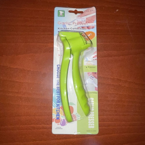 Garlic presser green, ergonomic handle, pack of 3