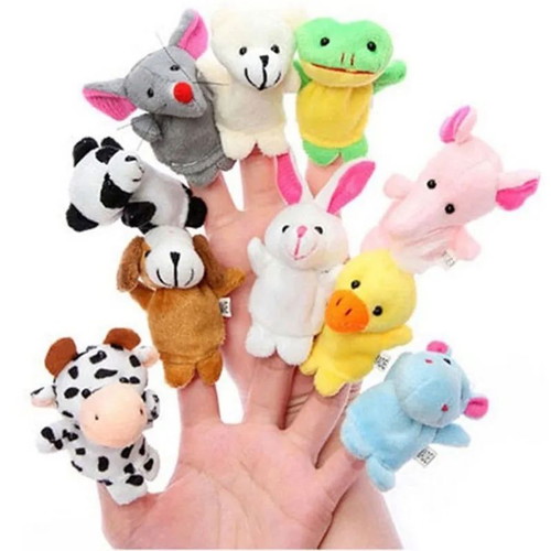 Puppet theater with 10 plush finger animals new, unused
